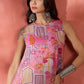 InWeave Pink Window Print R Neck Dress - Swadesiicart