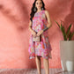InWeave Pink Window Print R Neck Dress - Swadesiicart