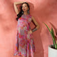 InWeave Pink Window Print R Neck Dress - Swadesiicart