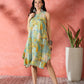 InWeave Pear Green Window Print R Neck Dress - Swadesiicart