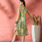 InWeave Pear Green Window Print R Neck Dress - Swadesiicart