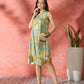 InWeave Pear Green Window Print R Neck Dress - Swadesiicart