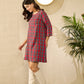 InWeave Red Green Check Dress - Swadesiicart