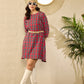 InWeave Red Green Check Dress - Swadesiicart