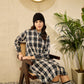 InWeave Black Beige Check Dress - Swadesiicart