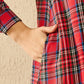 InWeave Red Green Check Mandarin Button Neck Dress - Swadesiicart