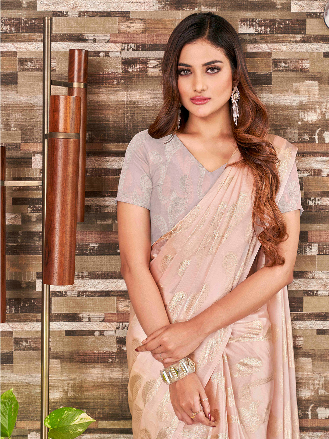 Tikhi Imli Woven Design Satin Jacquard Ready to Wear Saree | Swadesiicart
