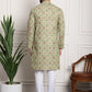 Sojanya Men Green Printed Cotton Linen Kurta with Churidar | Swadesiicart