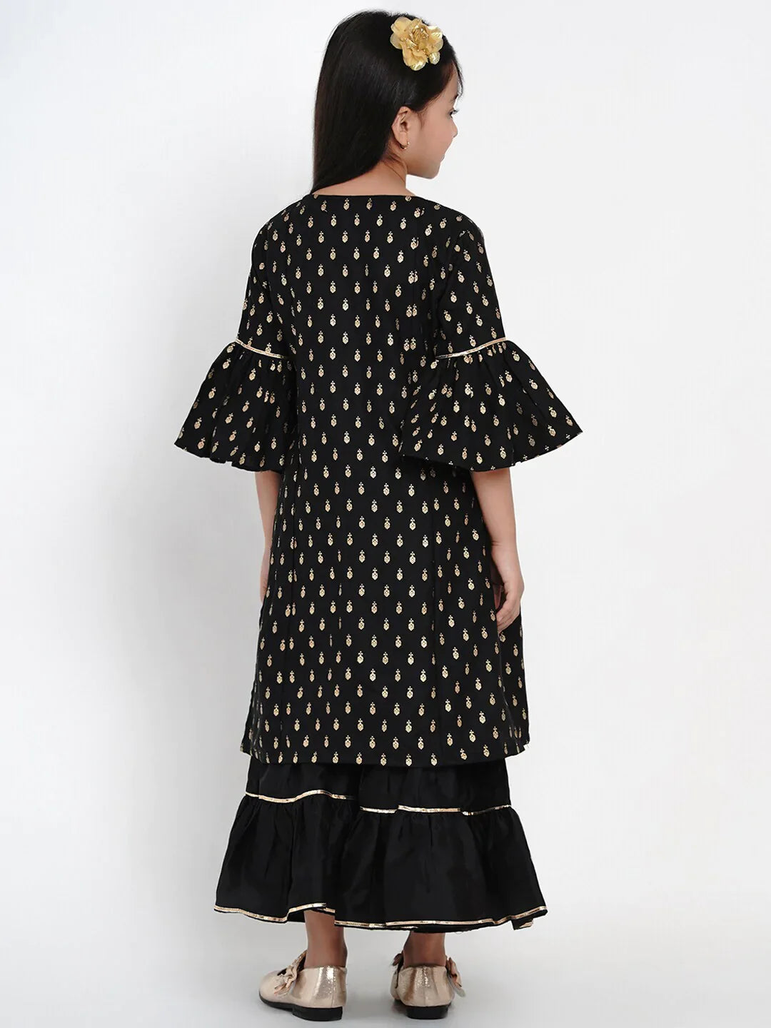 NOZ2TOZ Black Printed Kurta & Sharara Set For Girls | Swadesiicart
