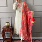 The52 Cream Embroidered Chanderi Silk Fabric Straight Kurta, Pant and Dupatta Set - Swadesiicart