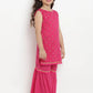 NOZ2TOZ Fuchsia Printed Kurta & Sharara Set with Dupatta For Girls | Swadesiicart