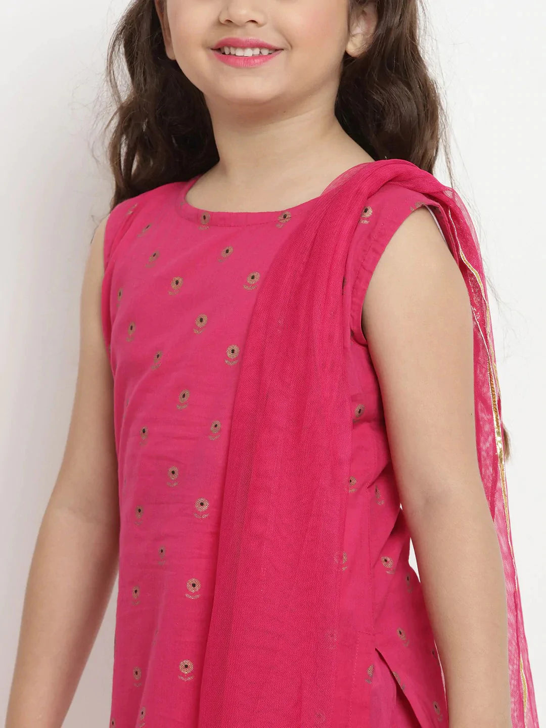 NOZ2TOZ Fuchsia Printed Kurta & Sharara Set with Dupatta For Girls | Swadesiicart