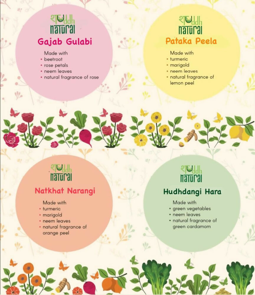Shuddh Natural Ubtan Based Herbal Gulal, Ayurvedic Thandai Powder, Kashmiri Kahwa | Holi Gift Hamper | Swadesiicart