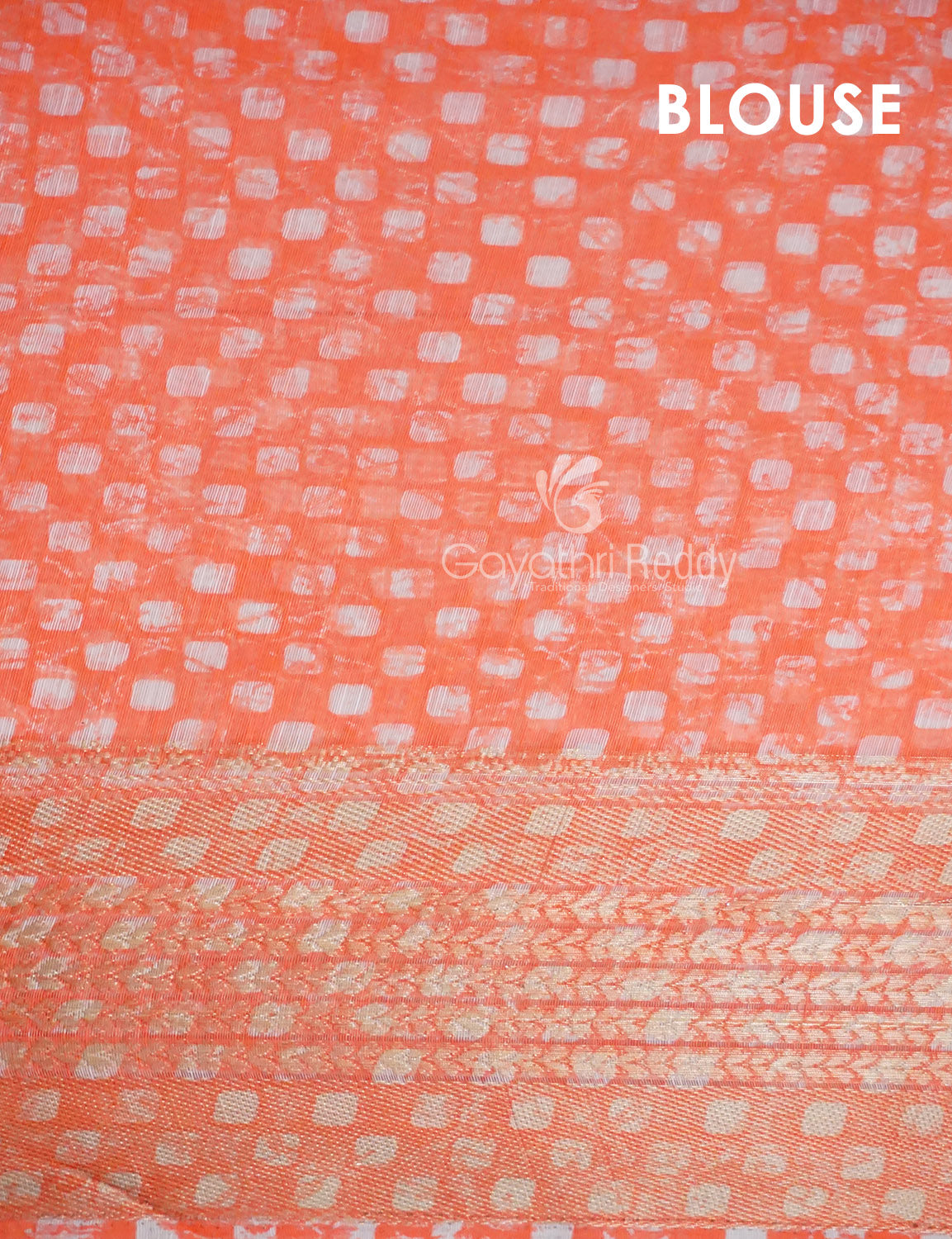 Vibrant Combination of Baby Peach and Orange with Floral Design Semi Chanderi Saree By Gayathri Reddy Designer Studio | Swadesiicart