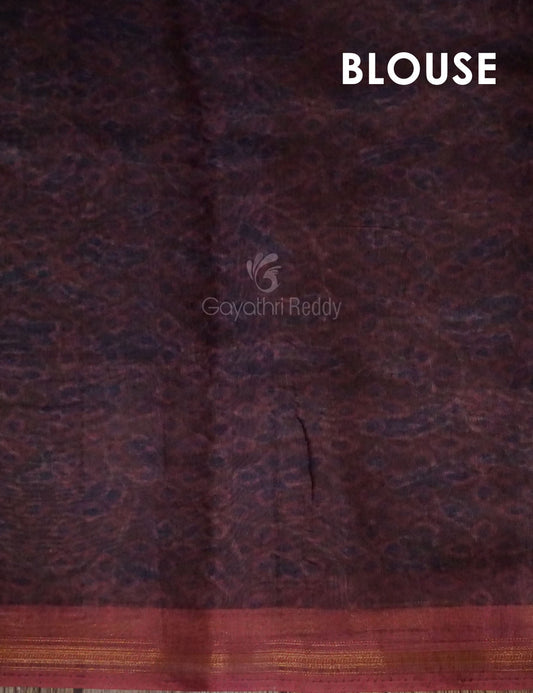 Dark Wine Colour Floral Design Semi Chanderi Saree By Gayathri Reddy Designer Studio | Swadesiicart