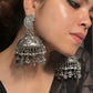Tehzeeb Creations Women's Black Oxidised Earrings With Ghungroo | Swadesiicart