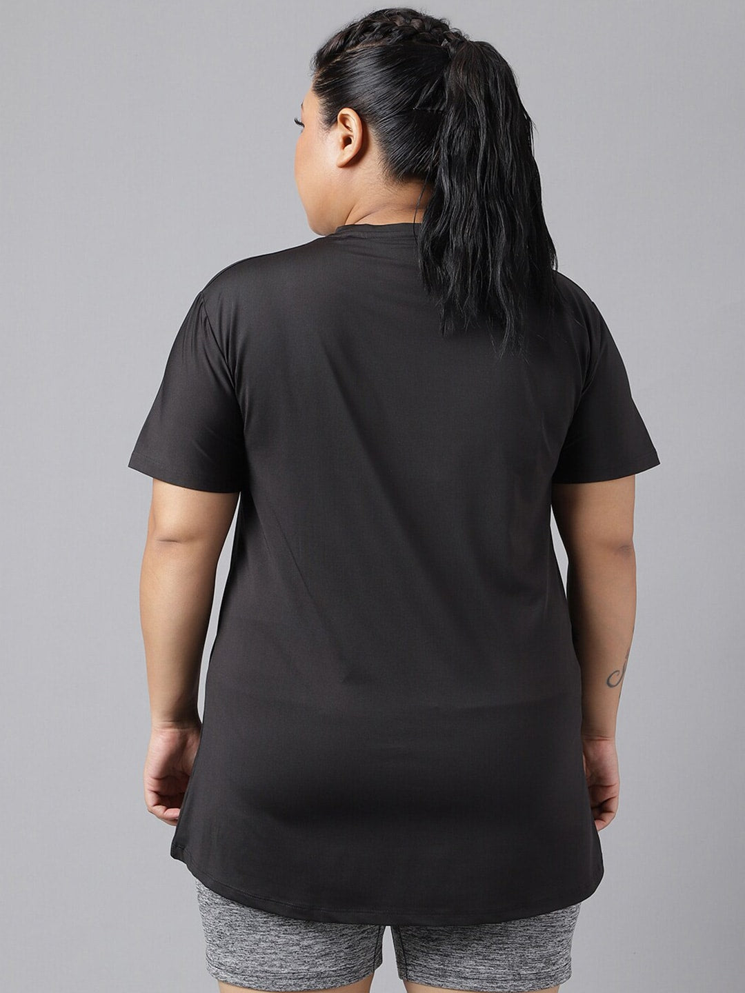 MKH Plus Size Typography Printed Dri-FIT Relaxed Fit Drop-Shoulder Sleeves Gym T-shirt - Swadesiicart