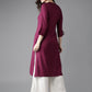 HERE&NOW Women Burgundy Solid Straight Kurta - Swadesiicart