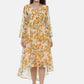 Souchii Women Cream-Coloured Floral Printed A-Line Dress - SOUCHII