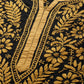 ADA Women Black & Mustard Yellow Pure Cotton Chikankari Embroidered Handloom Kurta with Trousers | Swadesiicart