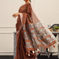 Tikhi Imli Rust Abstract Woven Design Zari Saree | Swadesiicart