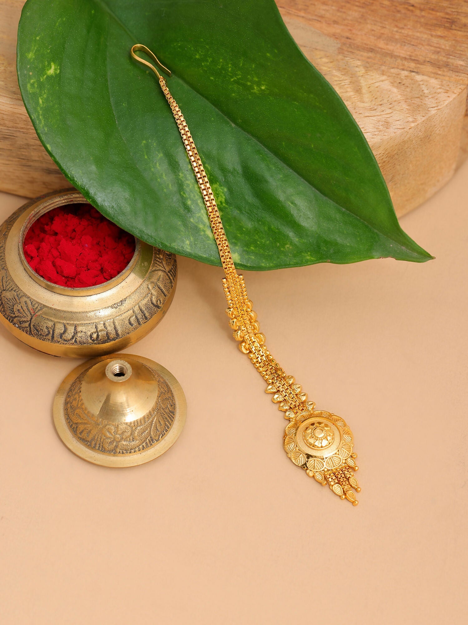 Ruby Raang Gold Maang Tikka | Swadesiicart