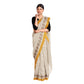 Exclusive Collection 100% Pure Cotton Off White Brown Saree With Printed Work - Swadesiicart