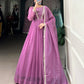 Lorenvalley Lavender Silver Glory Hotfix With Sequins and Thread Embroidery Work Lace Touch Up Gown with Dupatta | Swadesiicart