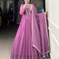 Lorenvalley Lavender Silver Glory Hotfix With Sequins and Thread Embroidery Work Lace Touch Up Gown with Dupatta | Swadesiicart