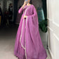 Lorenvalley Lavender Silver Glory Hotfix With Sequins and Thread Embroidery Work Lace Touch Up Gown with Dupatta | Swadesiicart