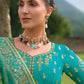Monjolika Fashion Designer Silk Turquoise Color Bridal Wear Khatli Work Readymade Lehenga Choli - Swadesiicart