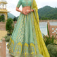 Monjolika Fashion Designer Silk Sea Green Color Bridal Wear Khatli Work Readymade Lehenga Choli - Swadesiicart