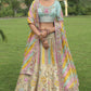 Monjolika Fashion Designer Silk Cream And Sky Blue Color Bridal Wear Khatli Work Readymade Lehenga Choli - Swadesiicart