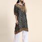 HOUSE OF KARI Ethnic Motifs Printed Chikankari Embroidery Cotton Kaftan Kurta | Swadesiicart