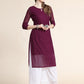 Kalini Women Burgundy Ethnic Motifs Chikankari Kurta | Swadesiicart