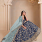 Monjolika Fashion Navy Blue Embroidered Art Silk Designer Lehenga Choli - Swadesiicart