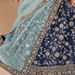 Monjolika Fashion Navy Blue Embroidered Art Silk Designer Lehenga Choli - Swadesiicart