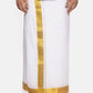 Sethukrishna Men White Solid Double Layer Readymade Dhoti | Swadesiicart