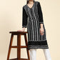 HOUSE OF KARI Ethnic Motifs Embroidered Chikankari Straight Kurta | Swadesiicart