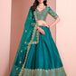 Monjolika Fashion Teal Embroidered Art Silk Designer Lehenga Choli - Swadesiicart