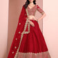 Monjolika Fashion Red Embroidered Art Silk Designer Lehenga Choli - Swadesiicart
