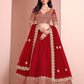 Monjolika Fashion Red Embroidered Art Silk Designer Lehenga Choli - Swadesiicart