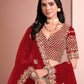 Monjolika Fashion Red Embroidered Art Silk Designer Lehenga Choli - Swadesiicart