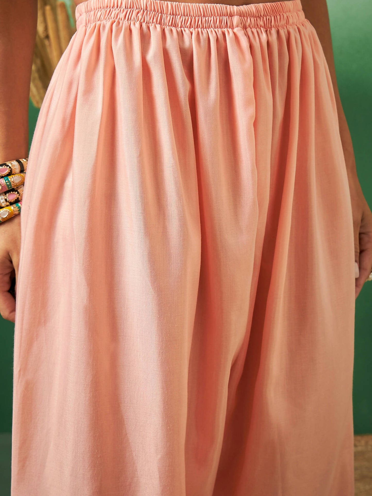 Peach Georgette Handwork Unstitched Dress Material - Hanika | Swadesiicart