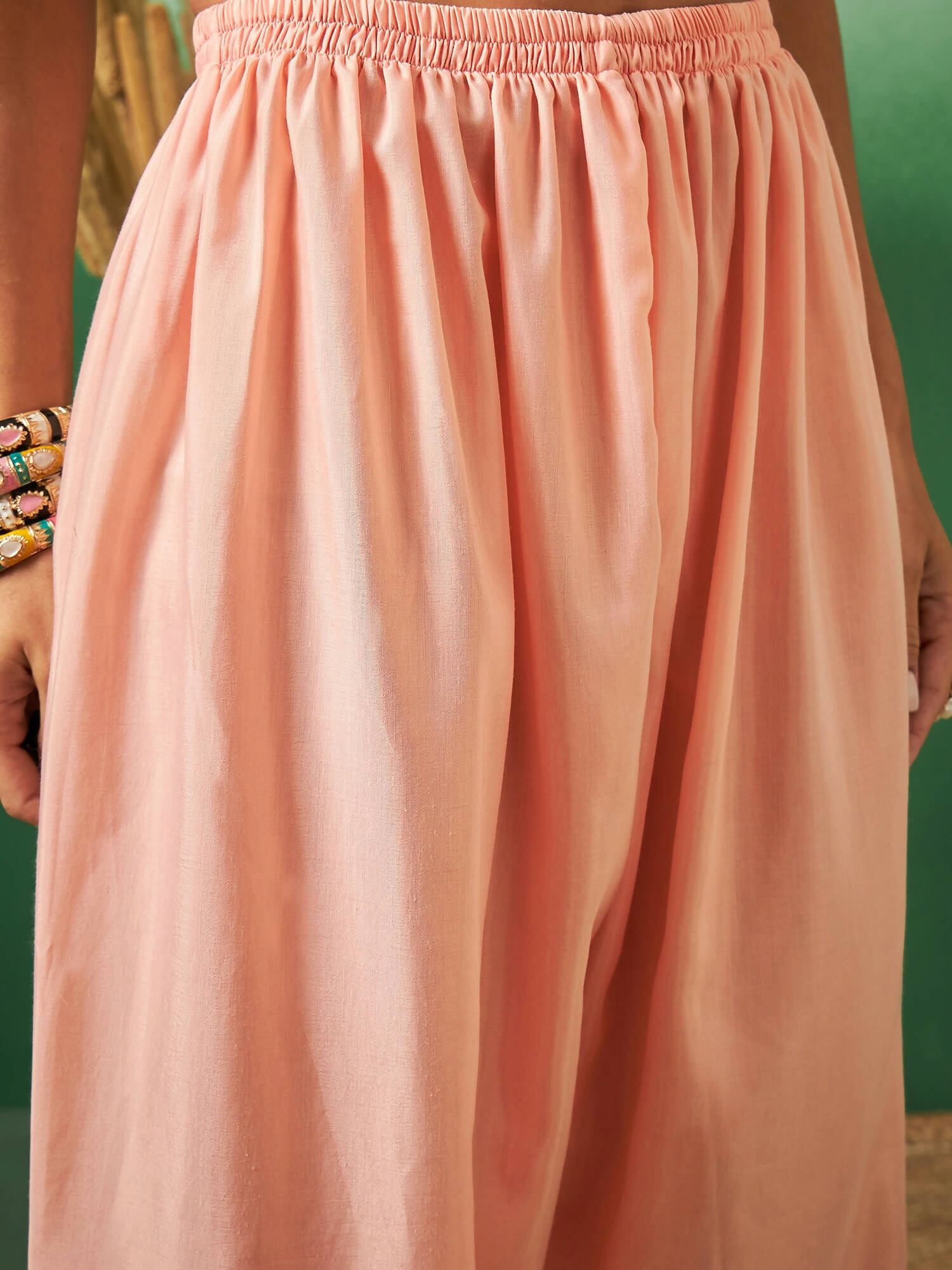 Peach Georgette Handwork Unstitched Dress Material - Hanika | Swadesiicart