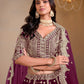 Monjolika Fashion Art Silk Embroidered Dark Purple Lehenga Choli - Swadesiicart