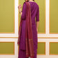 Vishudh Magenta Embroidered Kurta & Palazzos With Dupatta - Swadesiicart