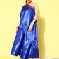 InWeave Women's Blue Pink Brocade Satin Oneshoulder Kurta Set - Swadesiicart