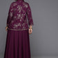 Ahalyaa Women's Traditional Wear Co-ords - Burgundy - Swadesiicart