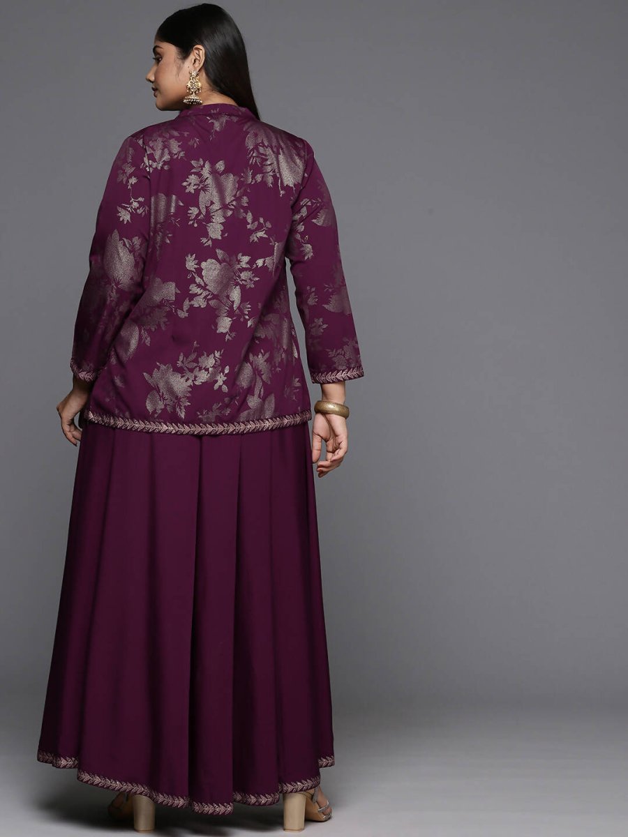 Ahalyaa Women's Traditional Wear Co-ords - Burgundy - Swadesiicart